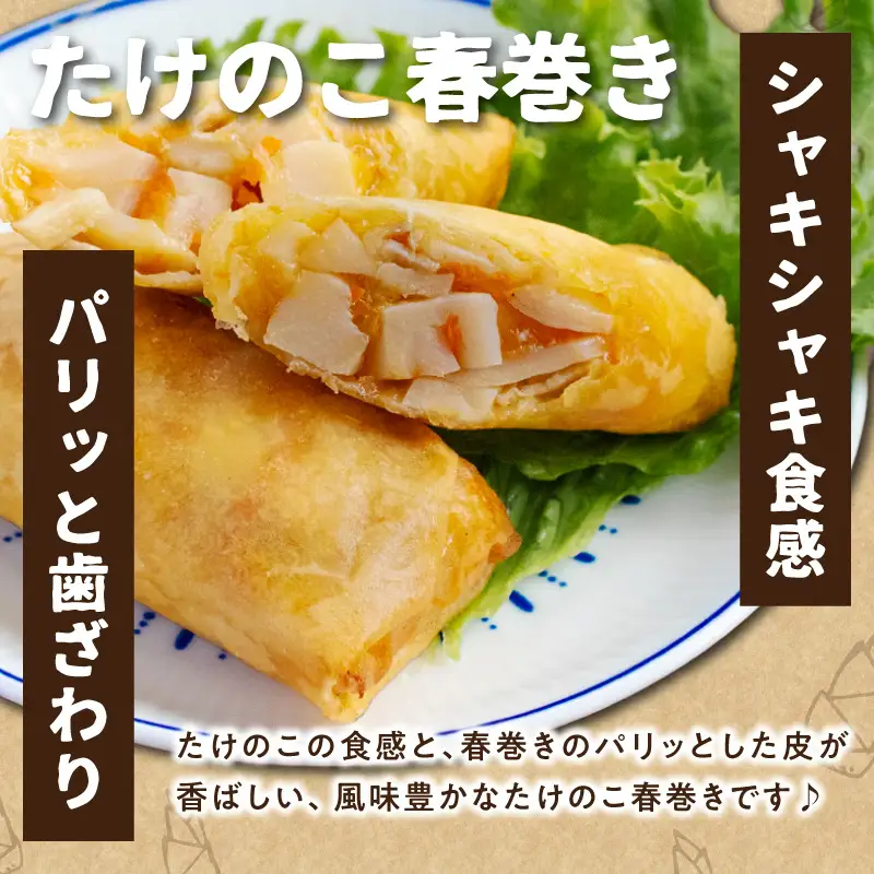 たけのこ春巻き12本セット 総菜 おかず お弁当 夕食 おつまみ 揚げるだけ 簡単 簡単調理 たけのこ 筍 小分け 使い切り 食べきり 福岡県 八女市 113-004