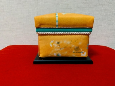 【限定１品】にほんちゃばこ 黄色・装飾桐箱(水彩画風)
