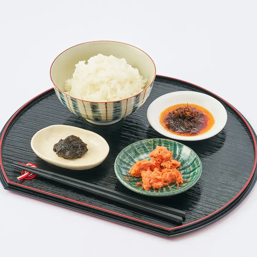 【老舗米屋厳選】野々市市産にじのきらめきと紅鮭・レモン佃煮の贅沢ごはんのお供セット【1689196】