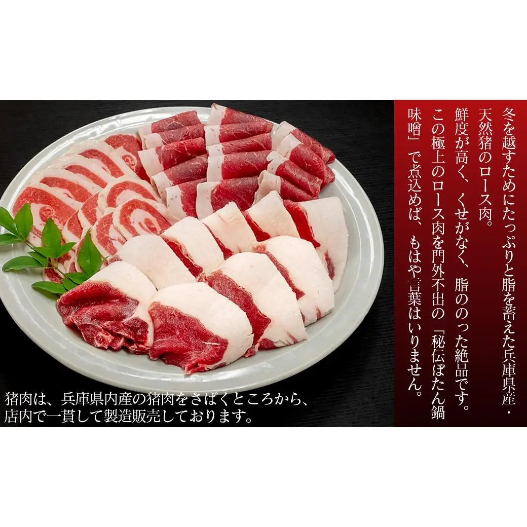 ボタン鍋セット 計1kg 3～4人前 （500g）×2 猪肉 （ロース・モモ・バラ） ボタン鍋味噌セット お歳暮 食べ比べ 小分け
