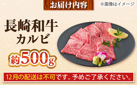 【大自然の贈り物！】長崎和牛 カルビ 約500g【ながさき西海農業協同組合】 [DBV001]