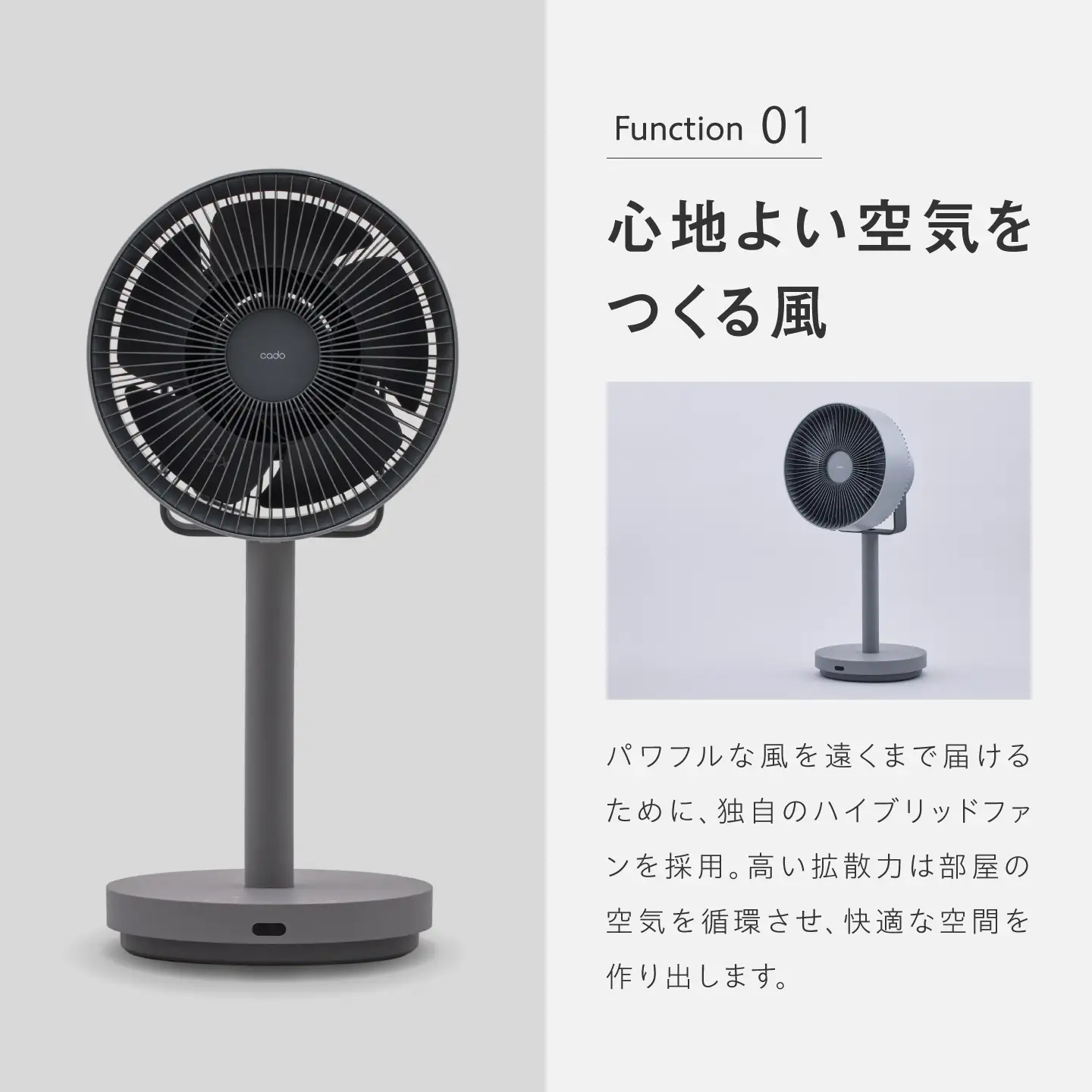 cado 除菌サーキュレーター 扇風機 STREAM 1800F ストリーム クールグレー / 家電 扇風機 国産 日本製 カドー [41ANAE018]