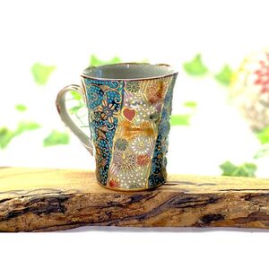 百華園 九谷 マグカップ 青粒＋金花詰(傑作) 裏絵 | 九谷焼 カップ マグカップ 食器 ティータイム 