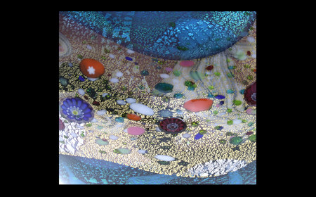 黒木国昭作 花器 金・プラチナ象嵌「光琳」（ミニ光琳）【グラスアート黒木】_A0114-051