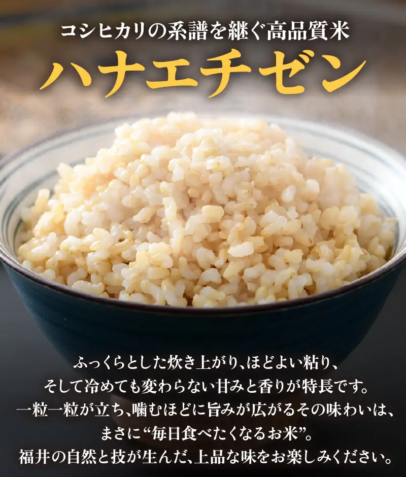 【先行予約】【令和8年産 新米】 エコ栽培ハナエチゼン　玄米5kg ／ 鮮度抜群 福井県産 はなえちぜん ご飯 新鮮 玄米 ※2026年9月上旬以降順次発送予定 [aw063-a015]
