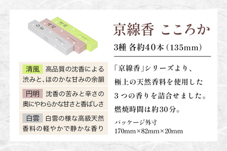 京線香 こころか 3種｜お試し 日本製 お線香 ギフト お供え物 仏壇用 法要 お盆 お彼岸 喪中見舞い 松栄堂 SHOYEIDO 京都 国産 [1660]
