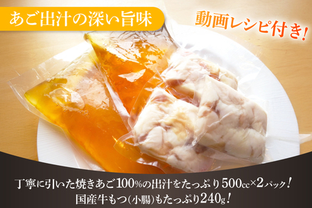 もつ鍋 あごだし セット 3～4人前 3回 定期便 総計 9～12人前 [Vive la vie! 長崎県 平戸市 hr42bgy420513]