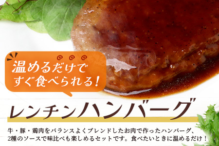 レンチン ハンバーグ ≪ペッパーソース・ブラウンシチューソース≫ 合計10個 067-0711