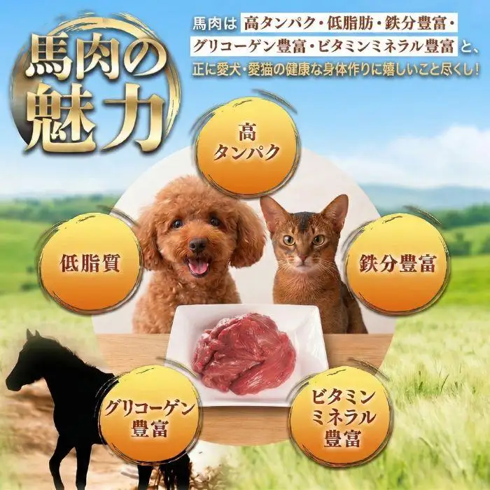 ペットフード　【馬肉切落し】　冷凍・真空包装(250ｇ×2パック)