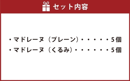 大きい！マドレーヌ（プレーン・くるみ） 10個 お菓子 菓子 デザート スイーツ マドレーヌ ビッグ BIG プレーン くるみ