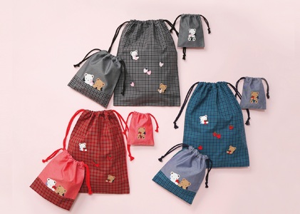 【西脇市ふるさと納税限定】ファミリア（familiar）巾着3点セット（680218）XF（赤系チェック）