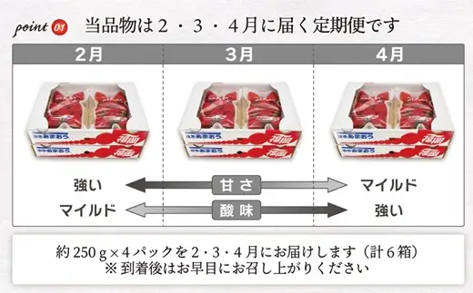 【2027年2～4月発送】博多あまおう4パック3回定期便 約1kg×3回[H5342]
