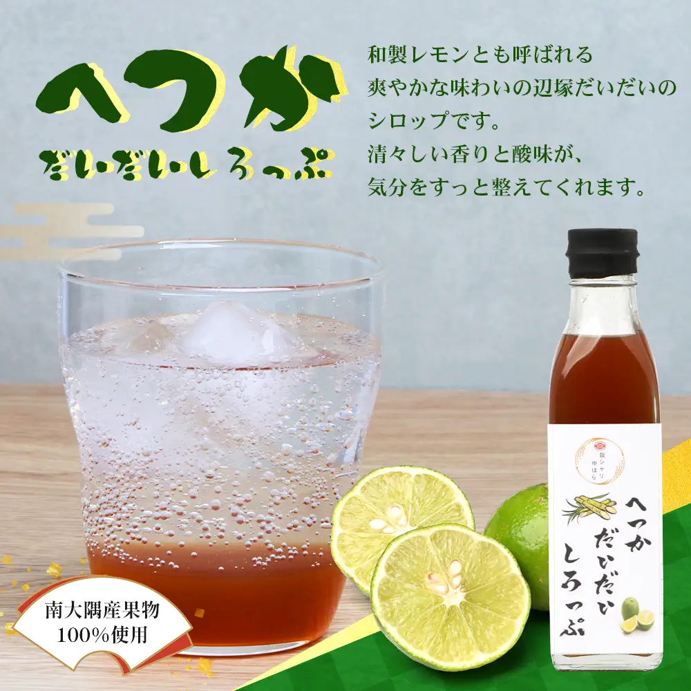 【数量限定】日本料理人が作る シロップ 3種類 Bセット/辺塚だいだいシロップ・梅シロップ・生姜シロップ (各240ｇ×1瓶) GN-15｜鹿児島県 南大隅町 果物 うめ ショウガ しょうが フルーツ シロップ 希釈 甘み 酸味 甘さ控えめ お菓子づくり 手づくり 新鮮 旬 銀シャリ中はら