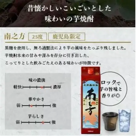 【本格焼酎】南之方　1800mlパック×4パック C0-79【配送不可地域：離島】【1720399】