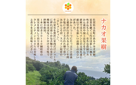 【数量限定】 【目覚める、オレンジの衝撃】 ナカオ果樹 クレメンティンジュース 500ml × 2本 （計1000ml） フルーツ クレメンティン みかん 佐賀県 太良町 O173x1