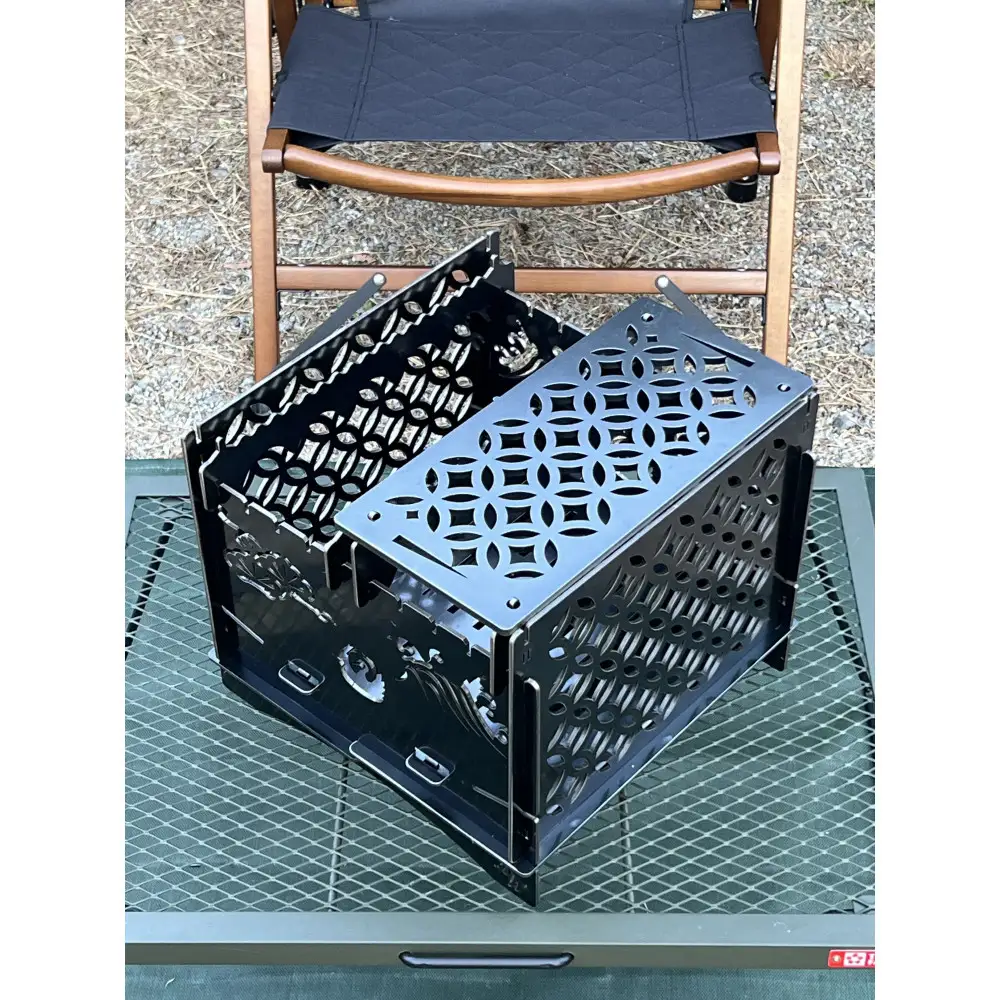 3WAY焚火BOX和柄スタンダードセット＋グリル鉄板S和柄4.5mm厚（オプション品）