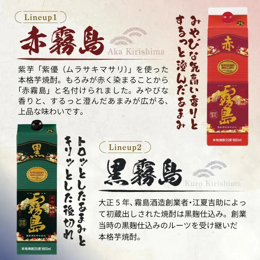 【霧島酒造】赤霧島×6本・黒霧島×2本(1.8Lパック25度)セット≪みやこんじょ特急便≫〔AI-M8-002〕_(都城市) 10日以内お届け スピード配送 霧島酒造 黒霧島 赤霧島 本格芋焼酎 25度 1800mlパック 本格焼酎 いも焼酎 定番 焼酎 お酒 キリボール 宮崎県 都城市