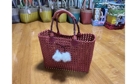 バッグ クラフトおしゃれかごバッグ 雑貨 ファッション オシャレ 赤リボン