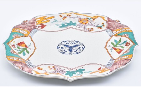 有田焼 錦松竹梅 輪花プレート【まるぶん】食器 器 うつわ 皿 大皿 盛皿 ディナー皿 プレート ワンプレート 輪花 40000円 A40-428