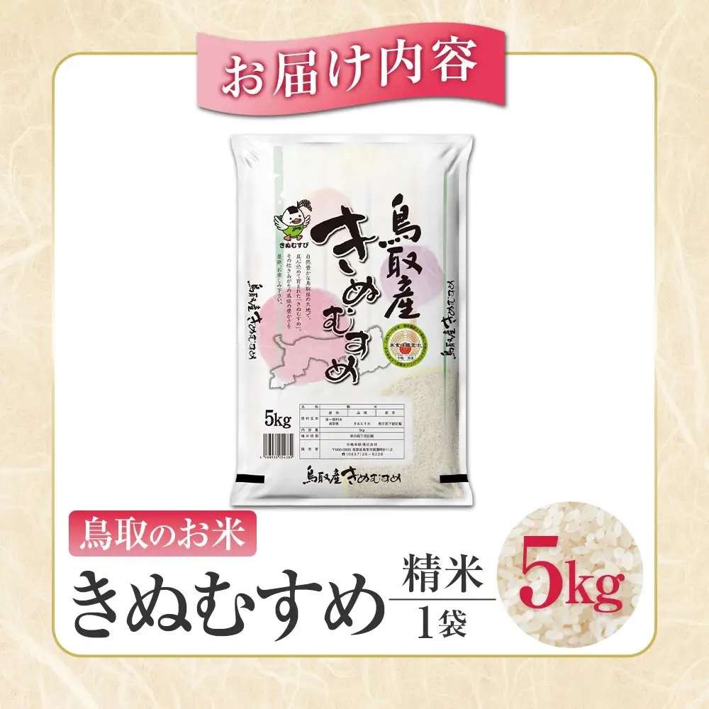 鳥取のお米　きぬむすめ　5kg 精米