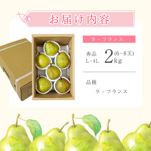 【先行予約】令和8年産 洋梨 ラ・フランス 秀品 2kg ( 6 - 8玉 ) L - 4L 山形県産【2026年11月上旬頃から12月中旬頃発送予定】　 010-B-OR009