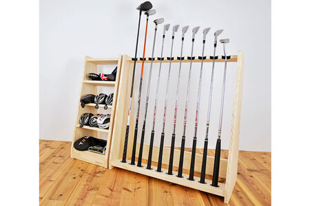 WOODWORKS ゴルフクラブスタンド10本掛け 【本体カラー：ナチュラル】完成品