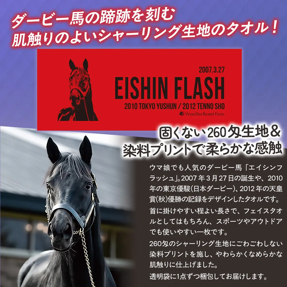 【エイシンフラッシュ】シャーリングフェイスタオル BRTV032