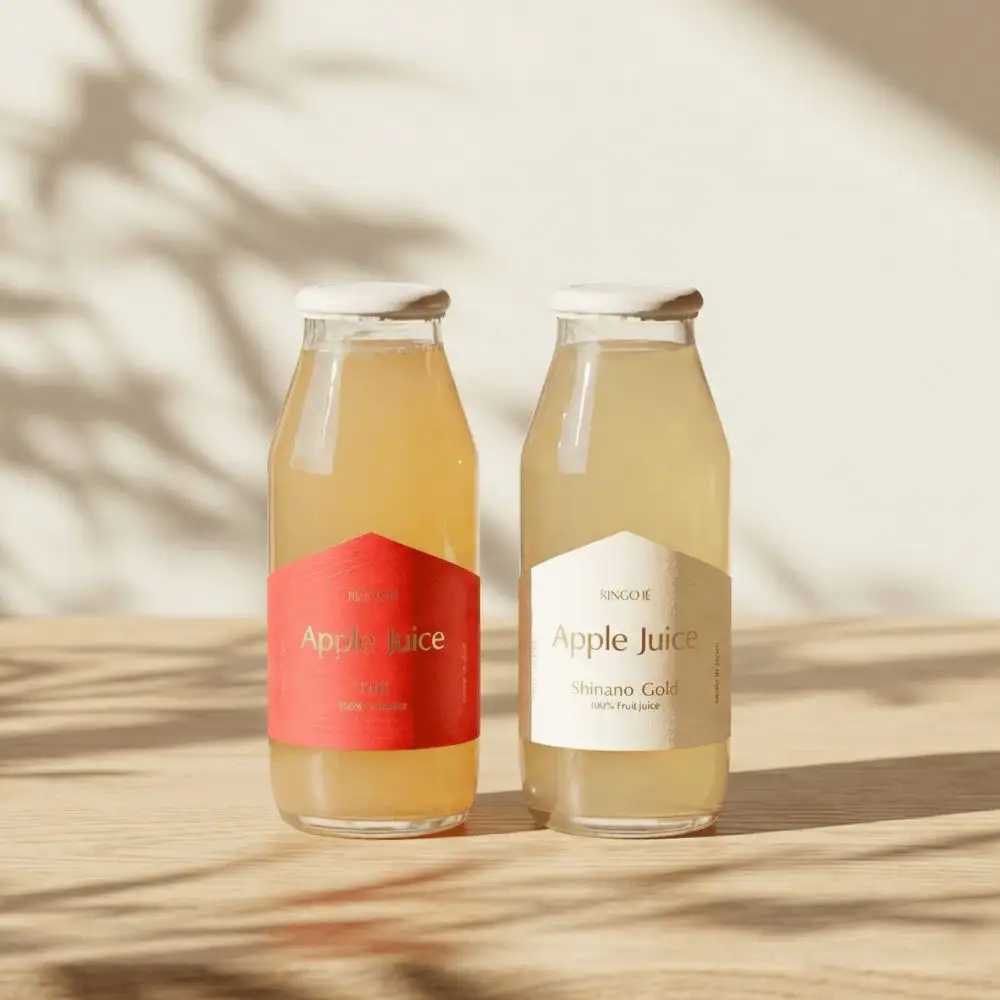 RINGO IE Apple Juice ギフトセット 180ml 5本 ( リンゴイエ りんご ジュース 山形県産 果汁 100% 無添加 ストレート 180ml ふじ ・ シナノゴールド 果汁 フルーツ 飲料 瓶ジュース アップル 数量限定 ) 飲み比べ りんごジュース リンゴジュース ギフト