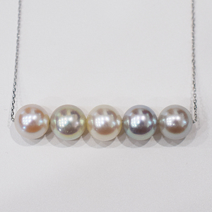 S101-416_あこや真珠 天草 ナチュラル 無調色 ペンダント ネックレス 8mm - 8.5mm 真珠 K18WG