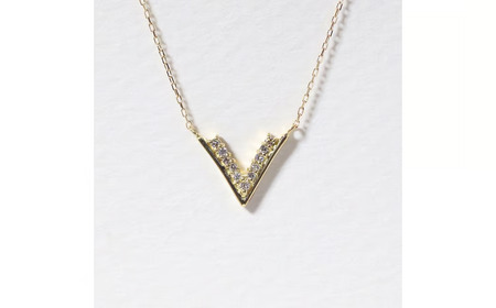 K18 0.06ct V字ダイヤモンドネックレス 山梨県 甲斐市 BQ-188