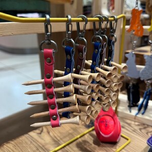 ゴルフティー フォルダー ティー付 JINTO 野球 グローブ 革 革小物 レザー ゴルフ：赤