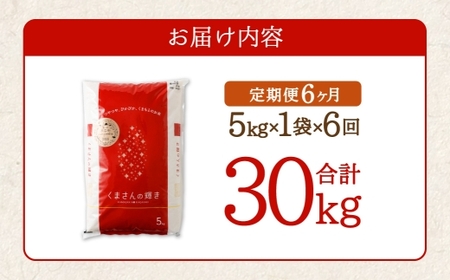 【 6ヶ月定期便 】 くまもとのブランド米 くまさんの輝き 5kg×全6回 お米 米 こめ コメ 飯 ご飯 白米 白飯 熊本県産 国産 定期 定期便 ブランド米
