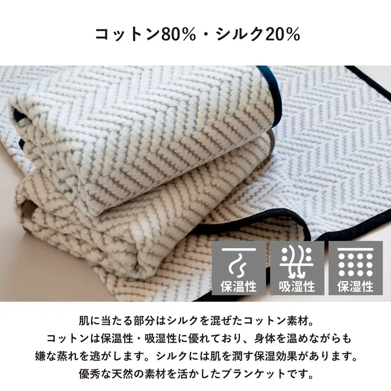 シルク混ひざ掛け mumブランケット　ネイビー
