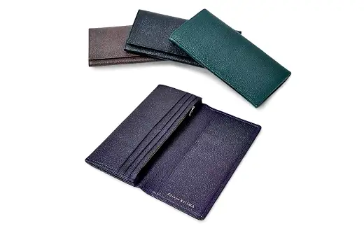 【 黒桟革 】 長財布 （ 紫 ） 財布 生活用品 小物 牛革 革 革製品 収納 なめしの技術 収納品 漆塗りの技術 革の黒ダイヤ 天然皮革 国産黒毛和