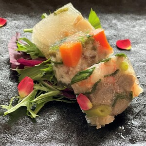 【前菜/パーティー料理】京野菜と魚介のアスピック風3種(各80g)　ゼリー寄せ 煮凝り お中元 お歳暮 お祝い ギフトにも