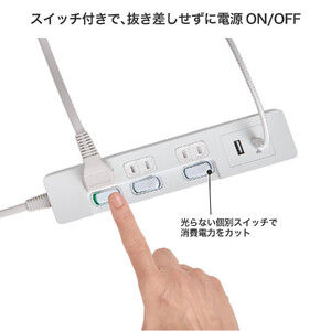 ランプレスＳＷ付ＵＳＢタップ　ＰＤ２０Ｗ　WLK-E3222UC(W)