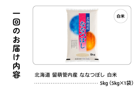 6ヵ月定期便 北海道 留萌管内産 ななつぼし 白米 5kg 産地直送 精米 米 特A 人気 つや 北海道産 おいしい R004-037