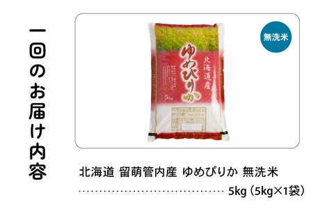 6ヵ月定期便 北海道 留萌管内産 ゆめぴりか 無洗米 5kg 特A おいしい 産地直送 無洗米 北海道米 R004-105
