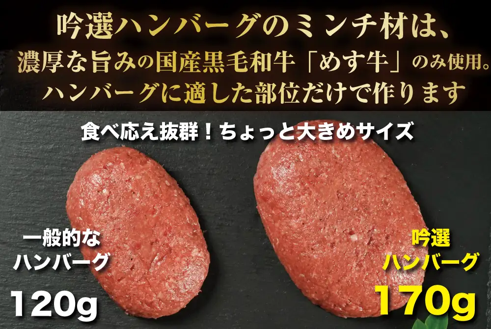 吟選ハンバーグ・オリジナル 国産黒毛和牛100％（170gx5枚）_OS319-0002