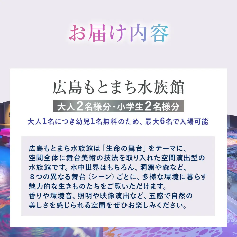 広島もとまち水族館　ファミリー入場券セット（大人2名、小学生2名）