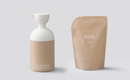 MIYOSHI　PRIMAL　SOAP　HAND（本体・つめかえセット）【ミヨシ石鹸  無添加 石鹸 無添加せっけん ハンドソープ 泡タイプ ポンプ 泡ハンドソープ 日用品】