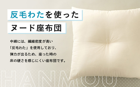 床の硬さを感じにくい「反毛わた」ヌード座布団（八端判59×63）（側キナリ）1枚 [A-20437]
