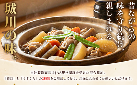 ＜濃口・うすくち醤油 4本セット 1リットル×各2本＞ JAS規格品 甘口 こいくち 淡口 薄口 混合 詰め合わせ 刺身 煮つけ 冷奴 ダシ醤油 コク出し 隠し味 調味料 株式会社味彩 愛媛県 西予市【常温】『1か月以内に順次出荷』 SAZ0008