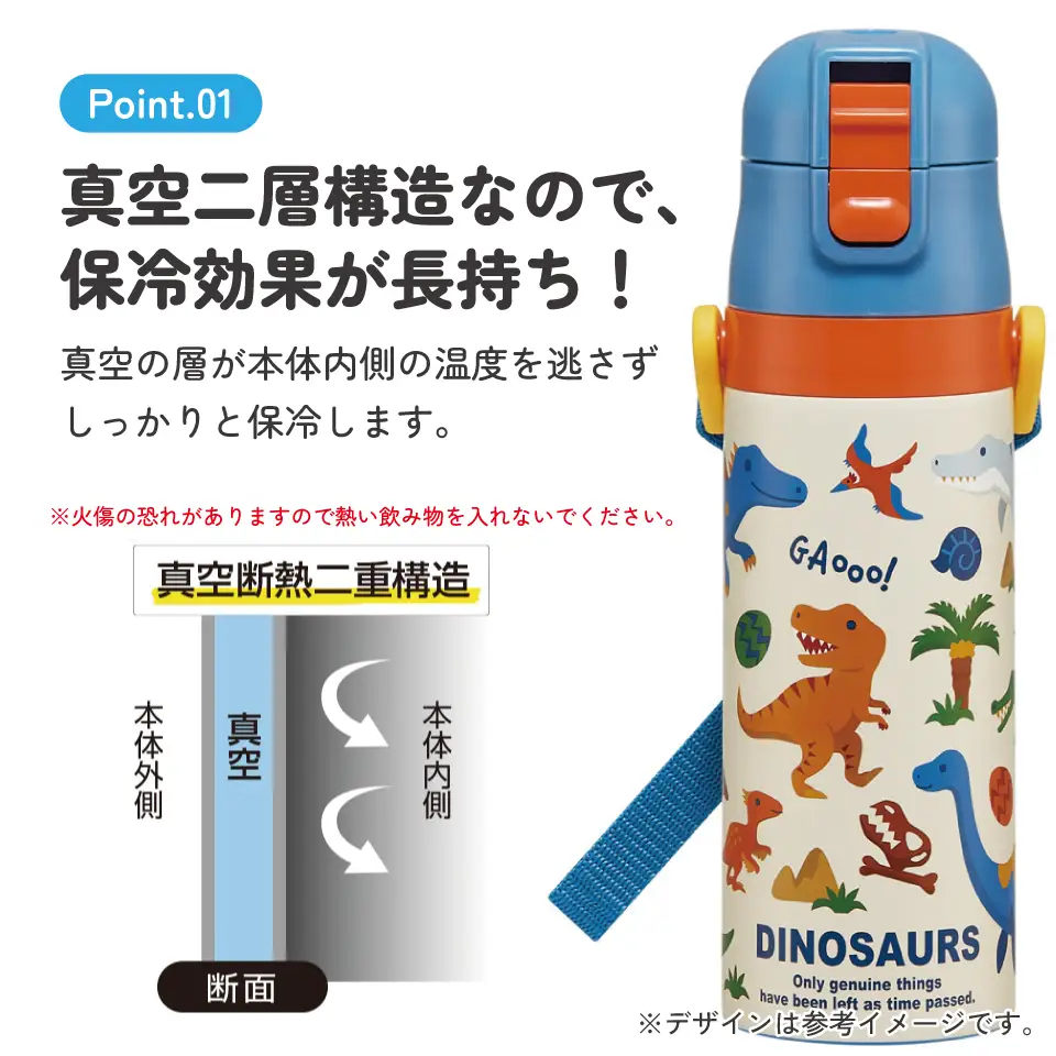 直飲み ダイレクト ステンレスボトル 470ml SDC4 ディノサウルス 恐竜 ダイナソー 奈良県奈良市 skt015 スケーター 724855