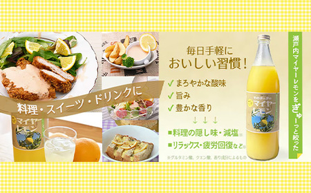 そのまんまのマイヤーレモン 果汁 100% 900ml 2本 無添加 岩国産 瀬戸内【神東ファーム】