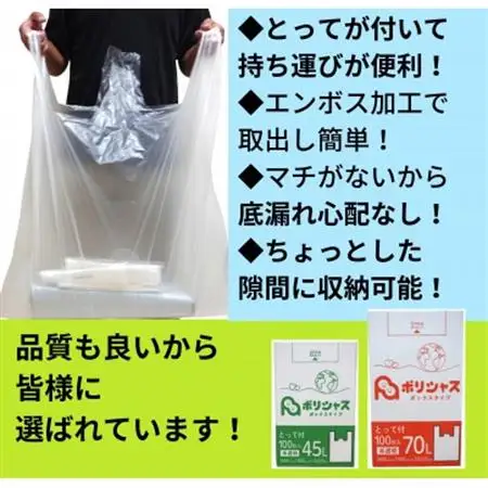 とって付きゴミ袋120L箱タイプ半透明100枚【1722761】