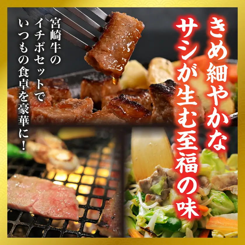 【和牛枝肉共励会牛】(A5)宮崎牛イチボセット〔18-25-008〕_(都城市) 宮崎県 宮崎牛 イチボ ステーキ サイコロ 赤身 ウデ・モモ 切り落とし 真空 品評会出展牛 特別セット