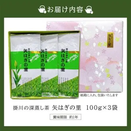 「矢はぎの里」100g×3本箱入り 掛川市産深蒸し茶 旨いっ!茶農家直送こだわりの味【配送不可地域：離島・沖縄県】【1601931】
