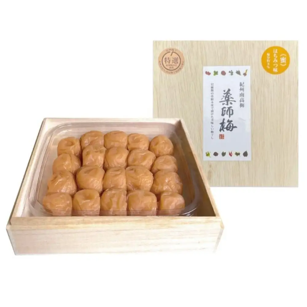 薬師梅 贈答用 木箱入り『蜜』 はちみつ梅 450g／塩分8％　　 maruni008【maruni008】