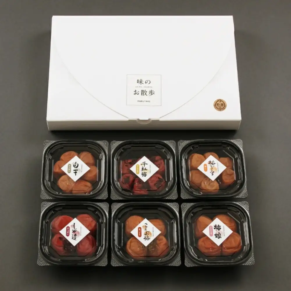 梅干し　味のお散歩（90g×6種） / みなべ町 梅干 うめぼし ウメ しそ梅 紫蘇漬け梅 はちみつ梅 こんぶ梅 白干し梅 かつお梅 詰め合わせ セット 食べ比べ 家庭用 ギフト プレゼント 紀州南高梅 南高梅 お弁当 おにぎり【mrt017A】【mrt017A】